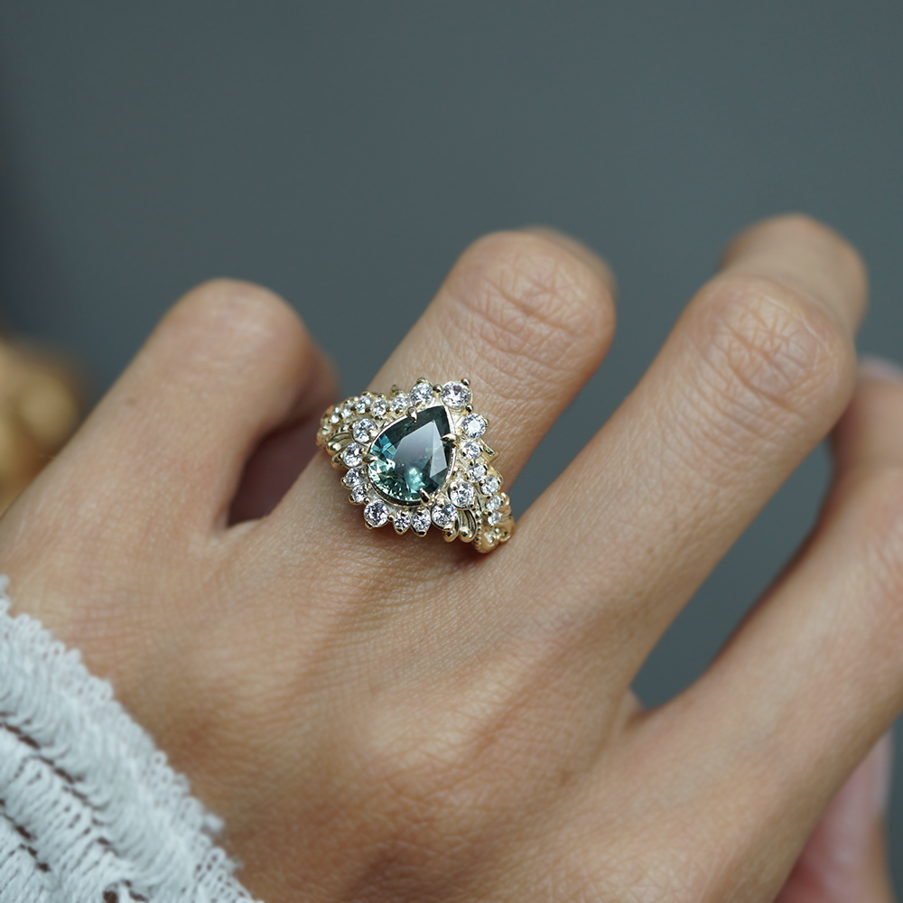 One Of A Kind: After The Storm Bi-Color Sapphire Diamond Ring in 14K and 18K Gold