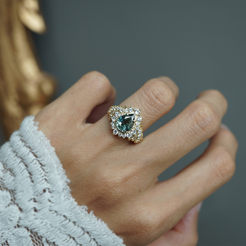 One Of A Kind: After The Storm Bi-Color Sapphire Diamond Ring in 14K and 18K Gold