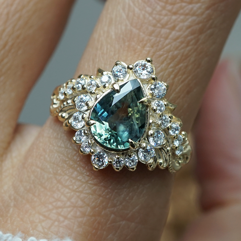 One Of A Kind: After The Storm Bi-Color Sapphire Diamond Ring in 14K and 18K Gold