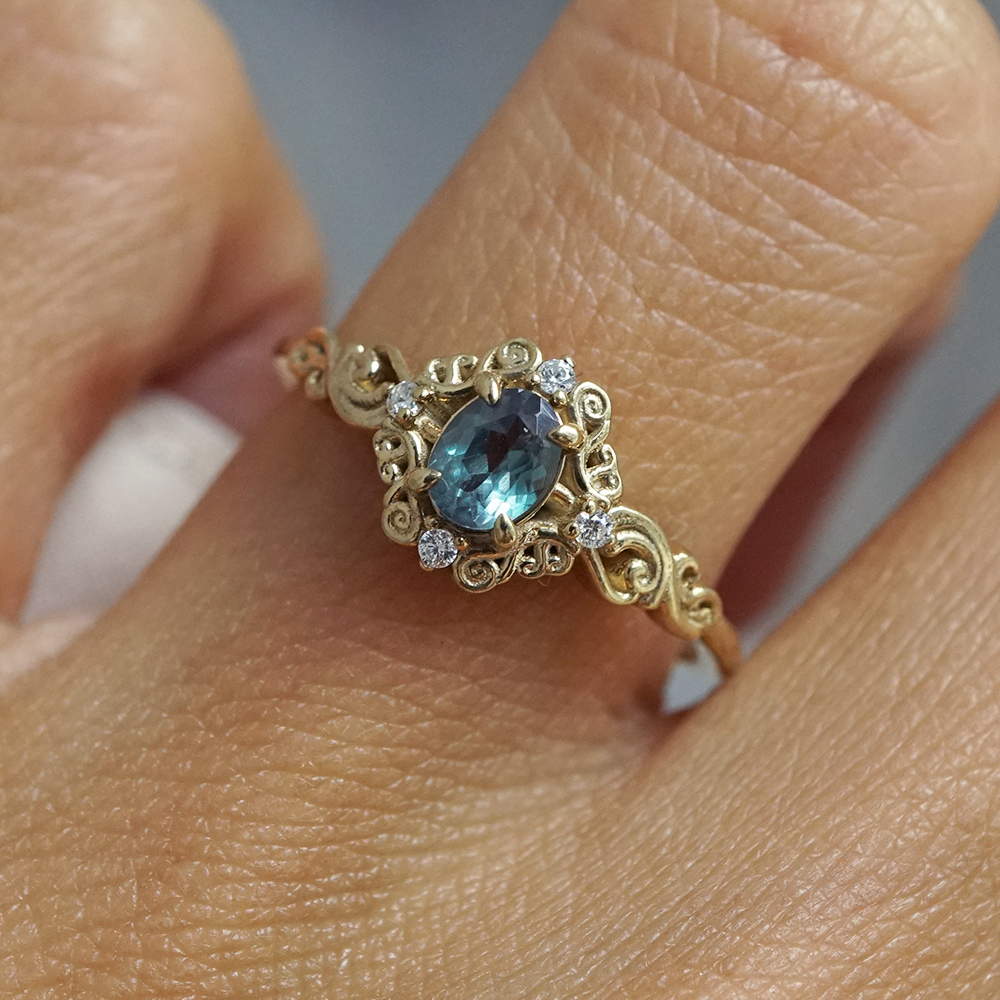 Limited Edition: Alexandrite Willow Diamond Ring in 14K and 18K Gold