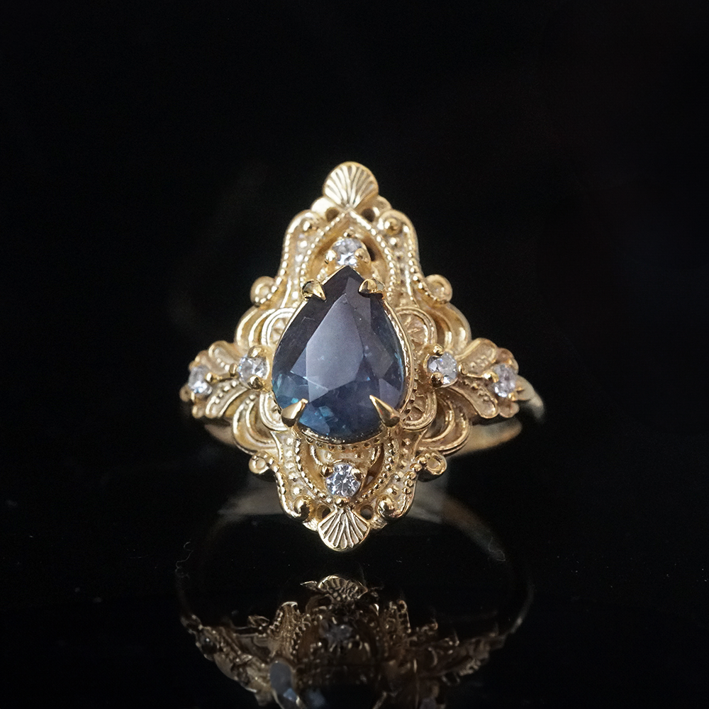 One Of A Kind: Alexandrite Crown of Two Lights Ring in 14K & 18K Gold, 1.19ct