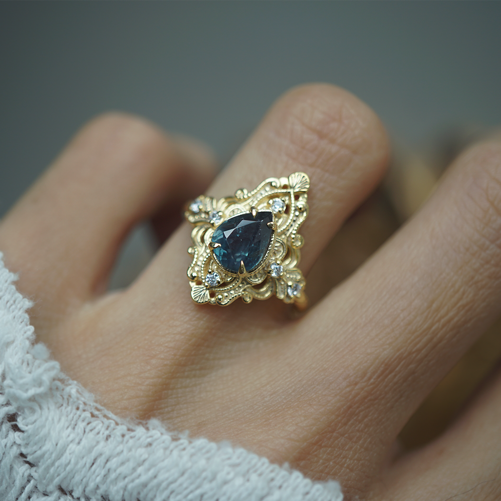 One Of A Kind: Alexandrite Crown of Two Lights Ring in 14K & 18K Gold, 1.19ct