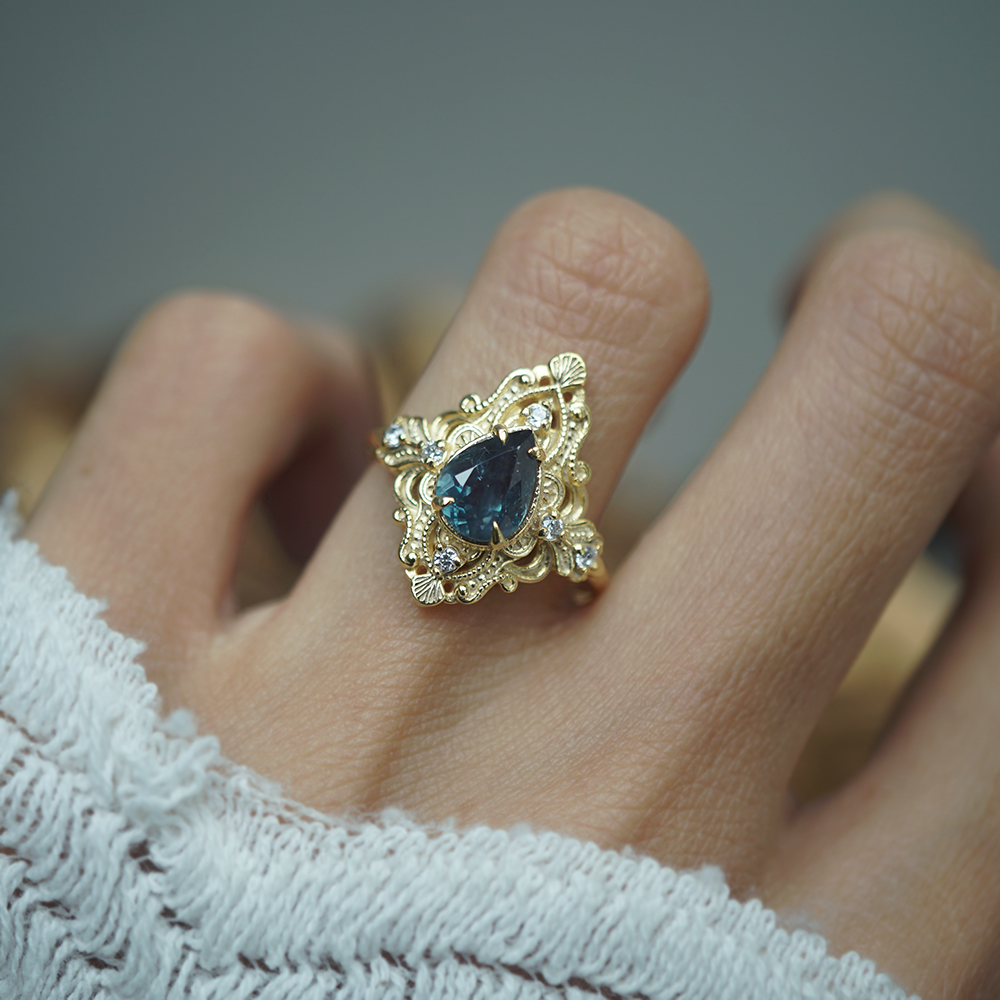 One Of A Kind: Alexandrite Crown of Two Lights Ring in 14K & 18K Gold, 1.19ct