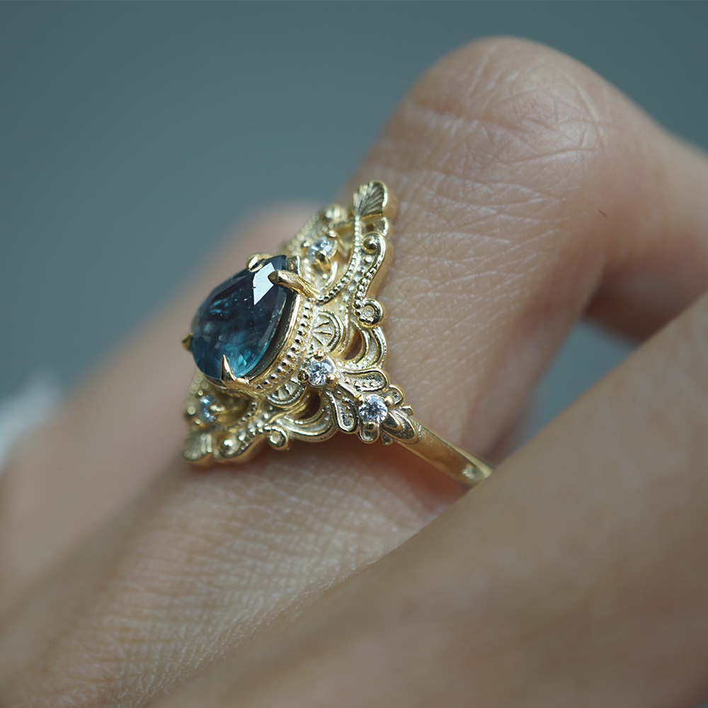 One Of A Kind: Alexandrite Crown of Two Lights Ring in 14K & 18K Gold, 1.19ct