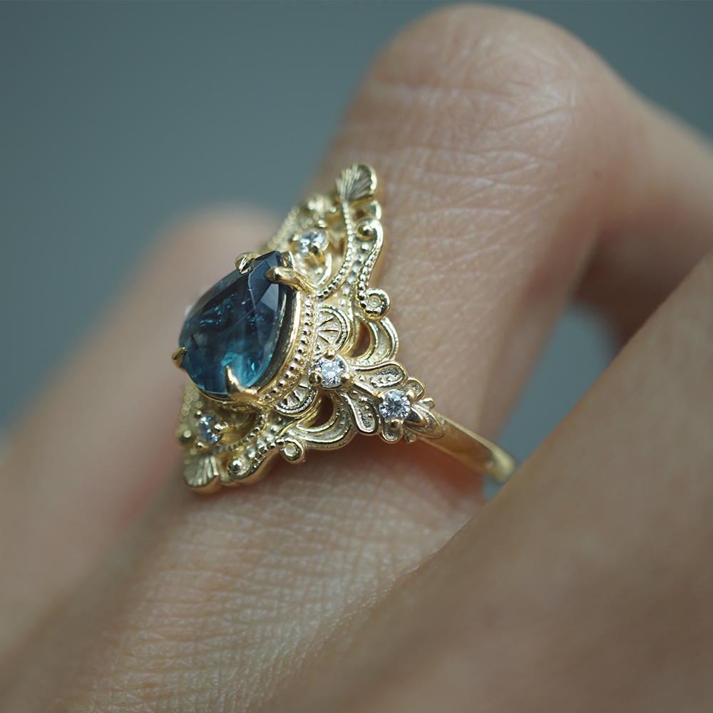 One Of A Kind: Alexandrite Crown of Two Lights Ring in 14K & 18K Gold, 1.19ct