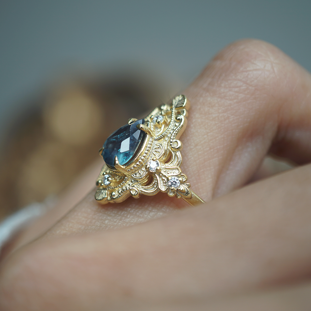 One Of A Kind: Alexandrite Crown of Two Lights Ring in 14K & 18K Gold, 1.19ct