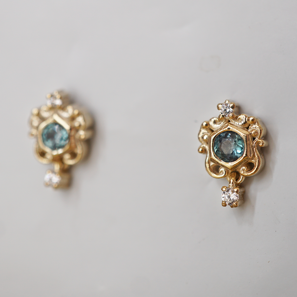 Limited Edition: Alexandrite Portes de Lumière Studs in Sterling Silver and 14K Gold
