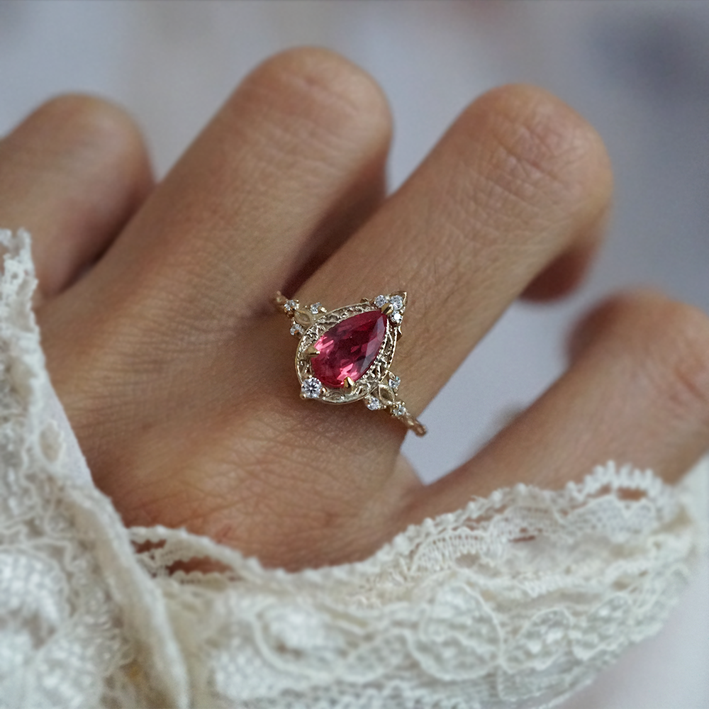 One Of A Kind: Althea Pink Tourmaline Ring in 14K and 18K Gold