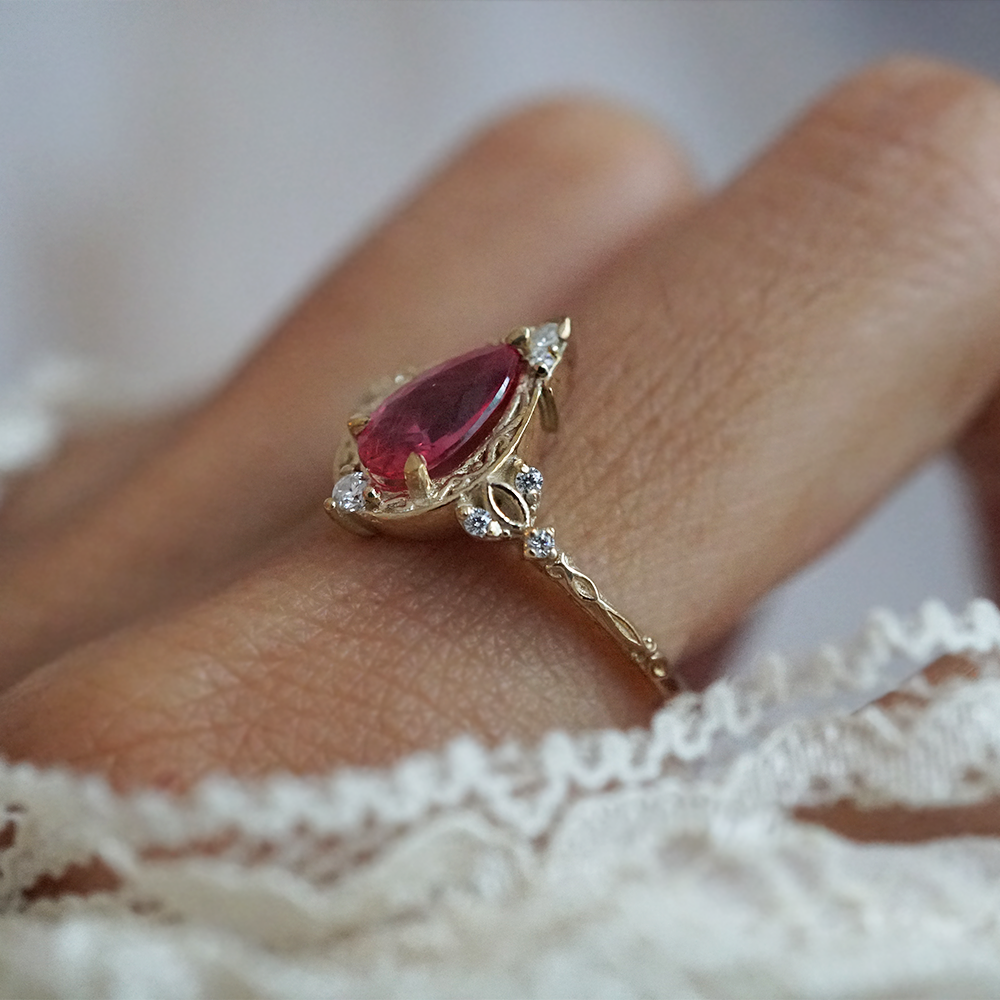 One Of A Kind: Althea Pink Tourmaline Ring in 14K and 18K Gold