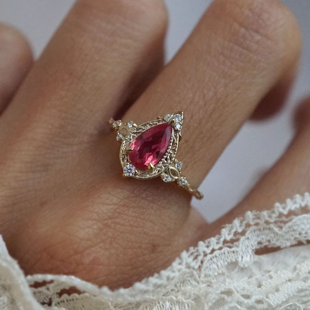 One Of A Kind: Althea Pink Tourmaline Ring in 14K and 18K Gold