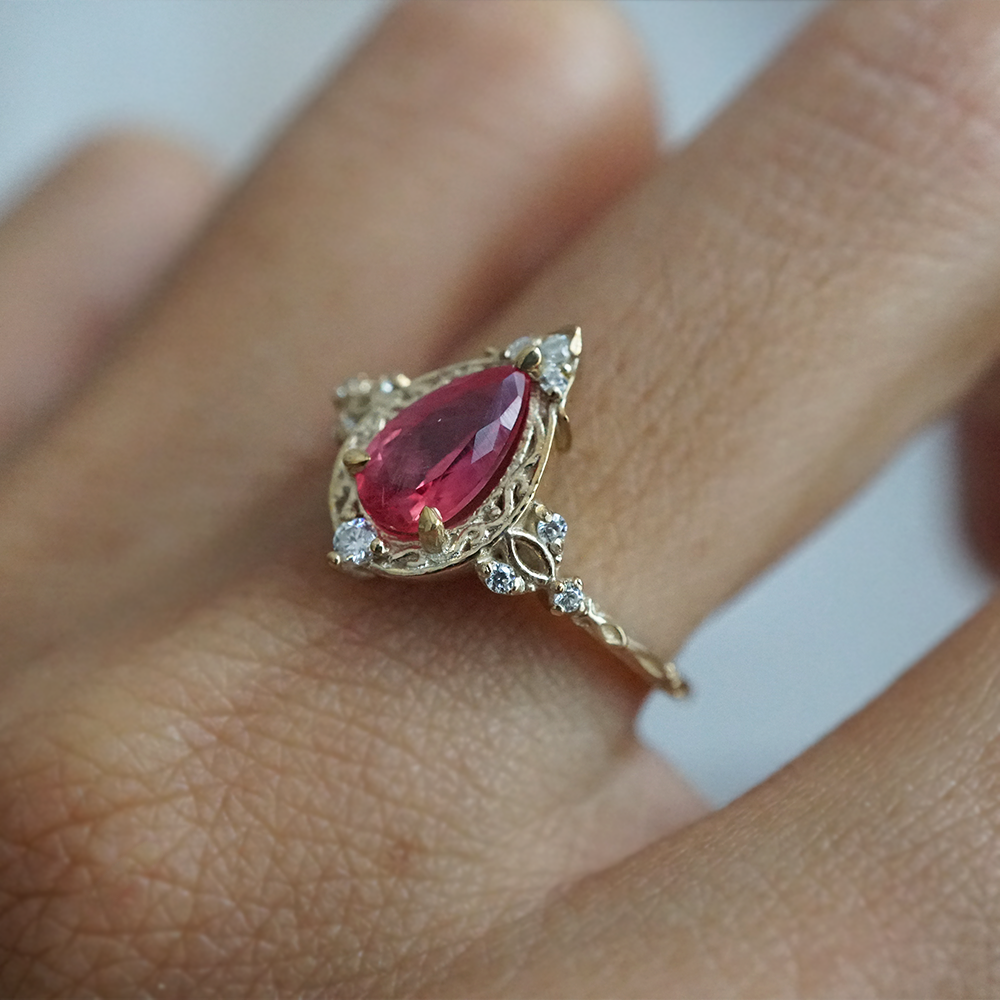 One Of A Kind: Althea Pink Tourmaline Ring in 14K and 18K Gold
