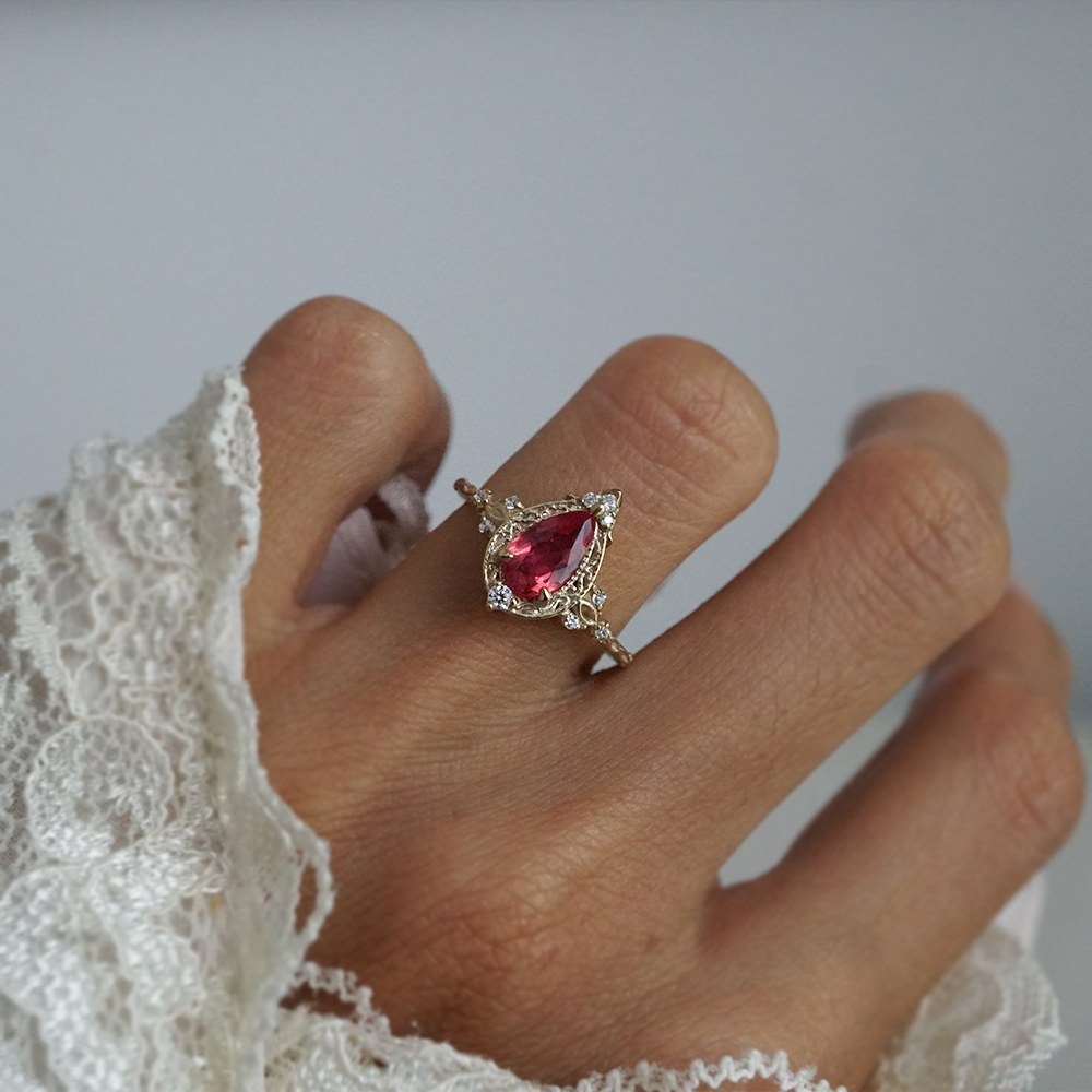 One Of A Kind: Althea Pink Tourmaline Ring in 14K and 18K Gold