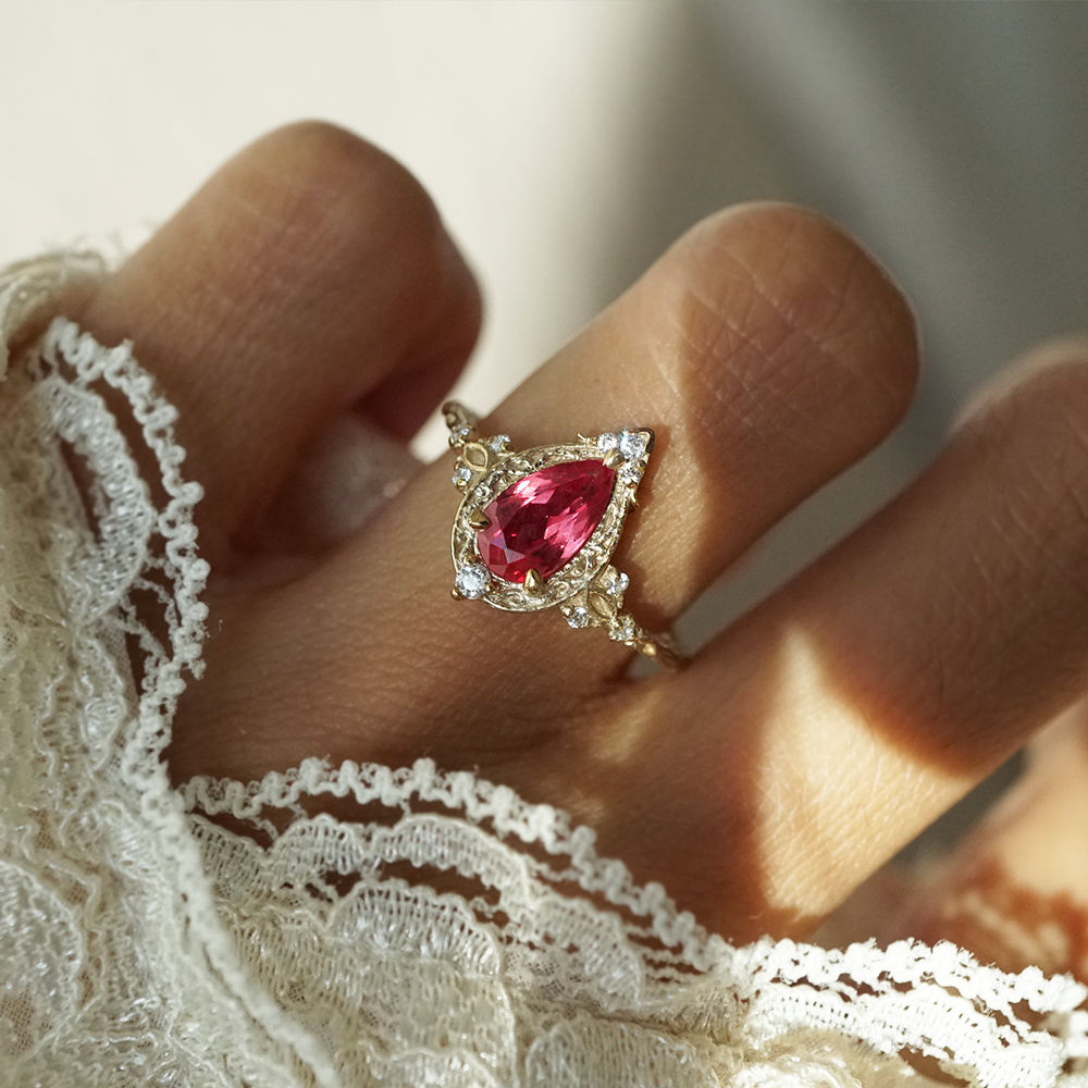 One Of A Kind: Althea Pink Tourmaline Ring in 14K and 18K Gold