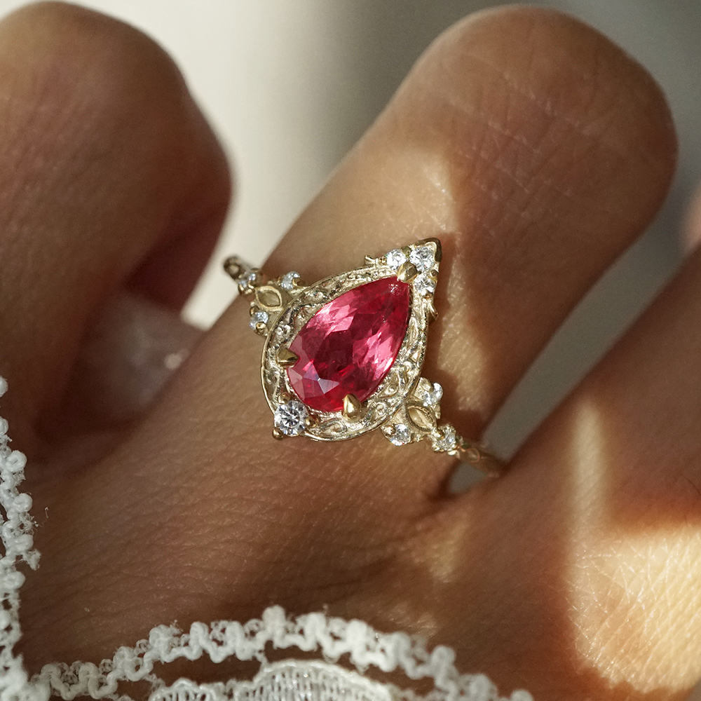 One Of A Kind: Althea Pink Tourmaline Ring in 14K and 18K Gold