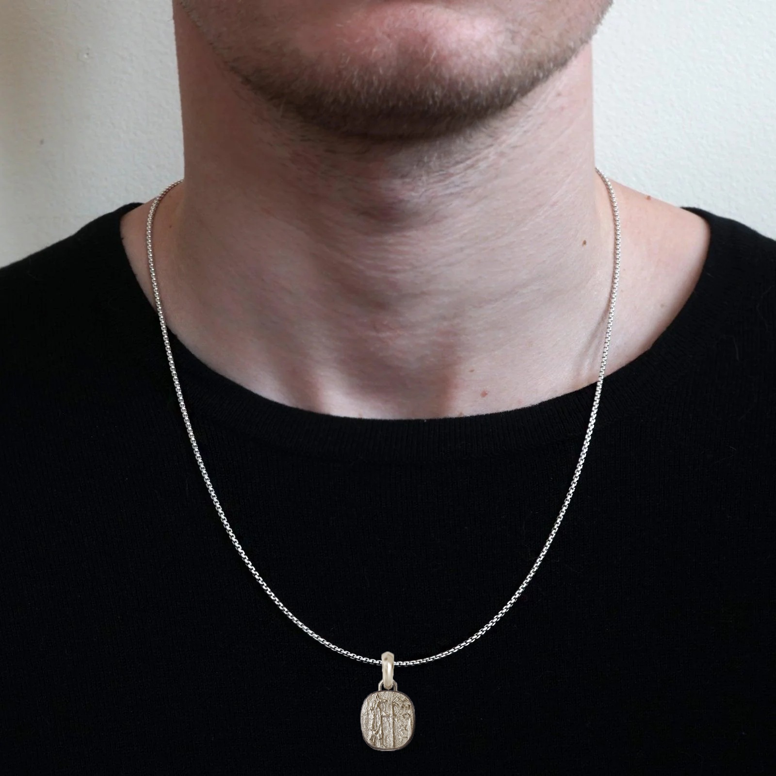 Anubis Pendant in Sterling Silver and 14K Gold