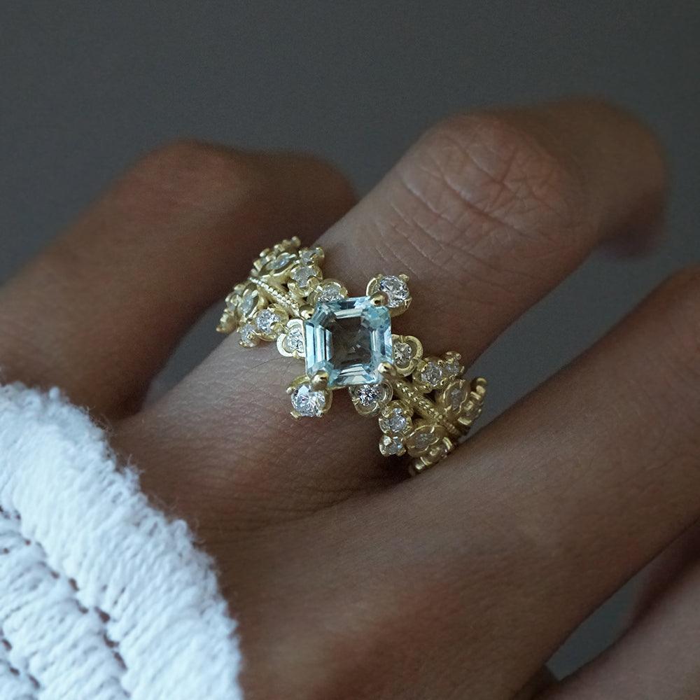 Aquamarine Reverie Diamond Ring in 14K and 18K Gold