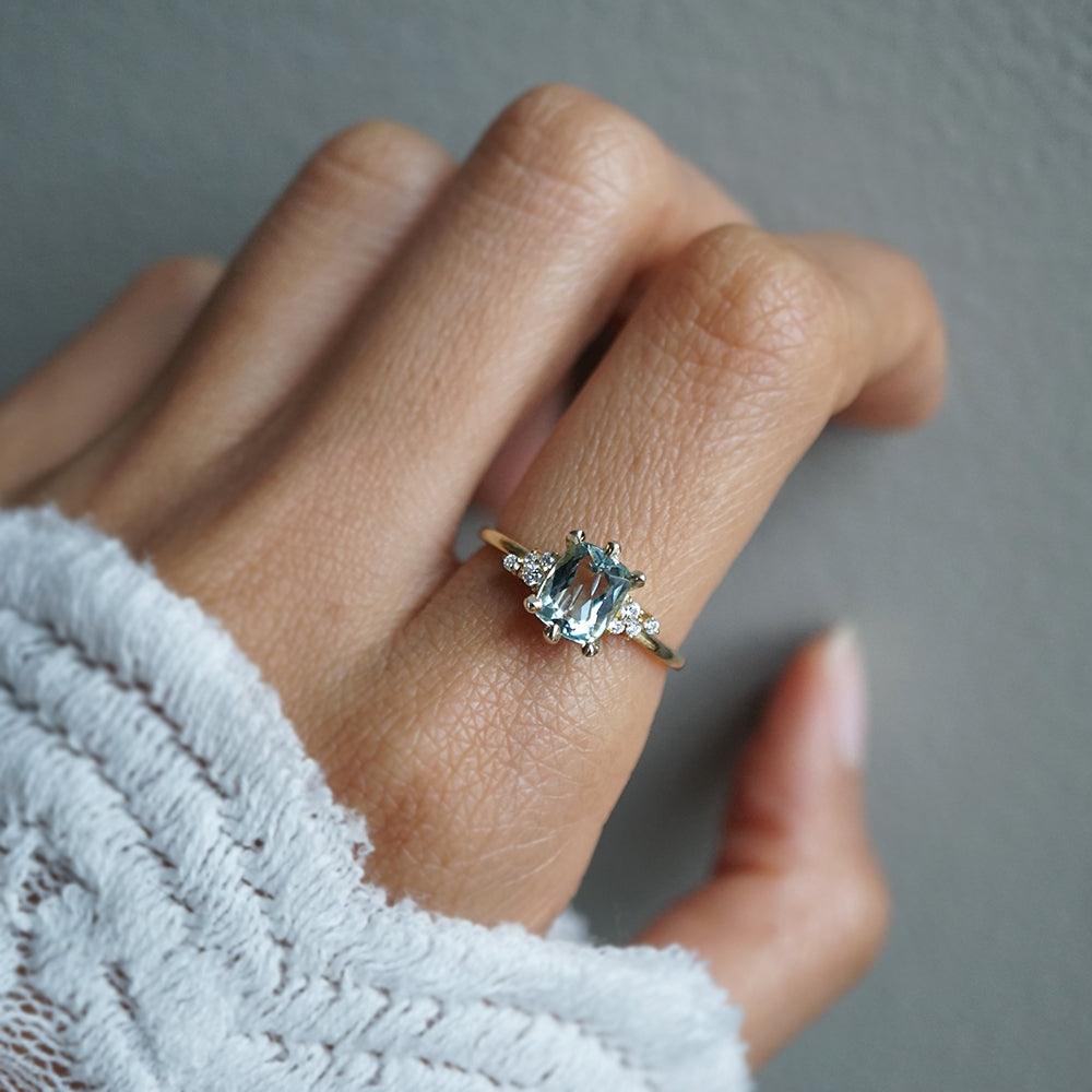 One Of A Kind: Aquamarine Cluster Diamond Ring