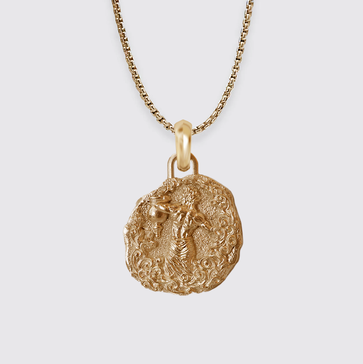 Aquarius Zodiac Pendant in Sterling Silver and 14K Gold