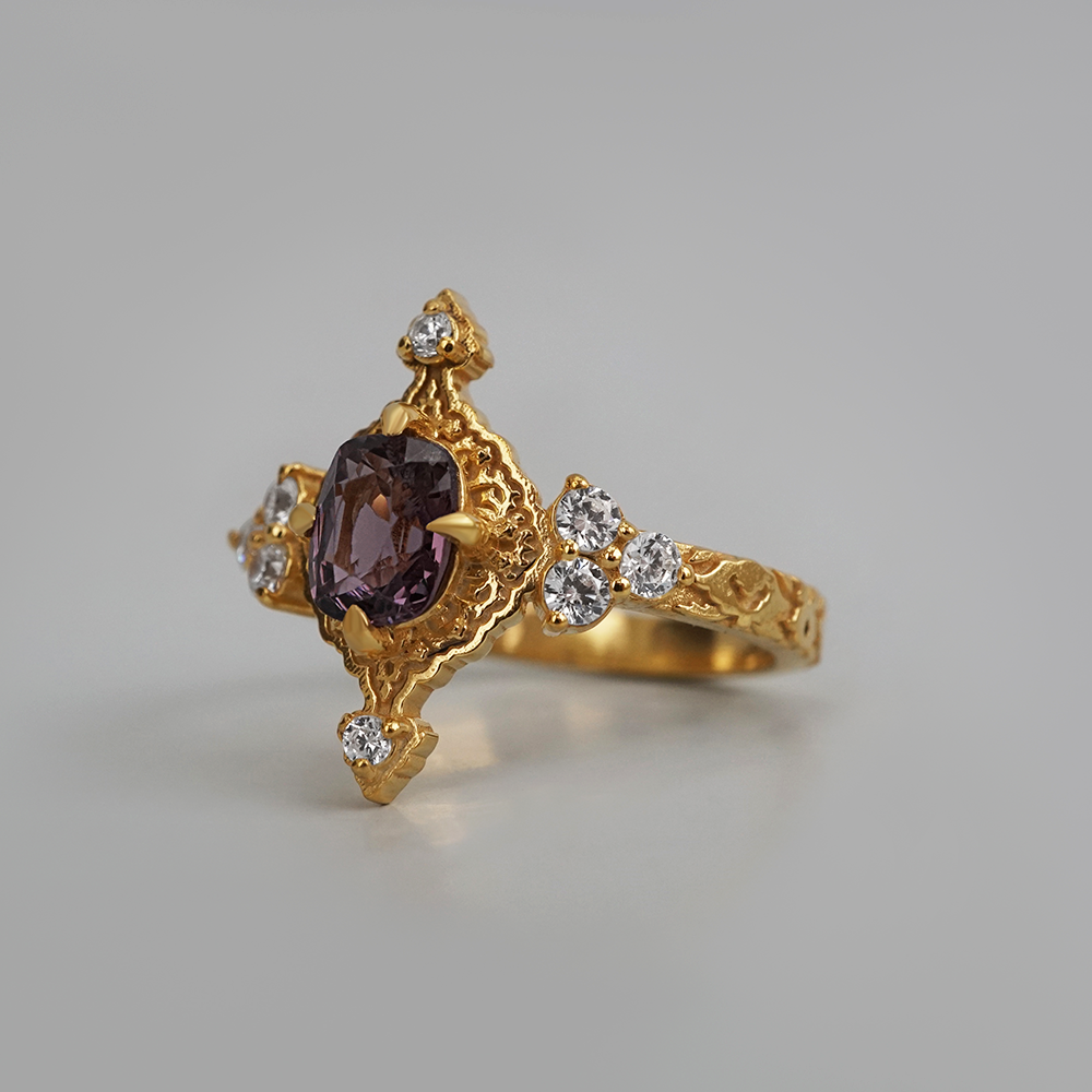 Limited Edition: Arabasque Raspberry Spinel Ring in 14K and 18K Gold