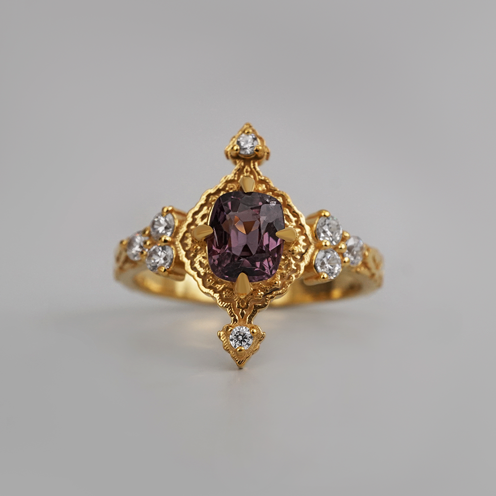 Limited Edition: Arabasque Raspberry Spinel Ring in 14K and 18K Gold