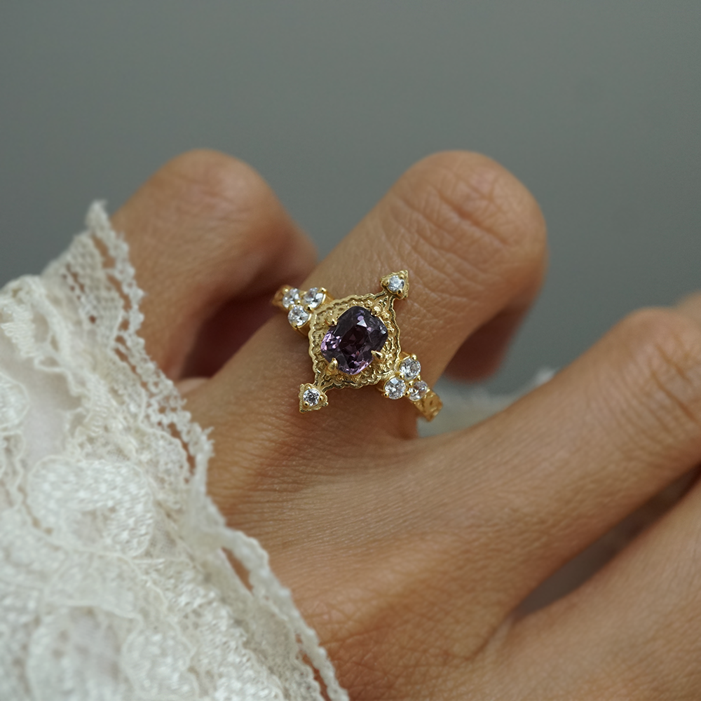 Limited Edition: Arabasque Raspberry Spinel Ring in 14K and 18K Gold