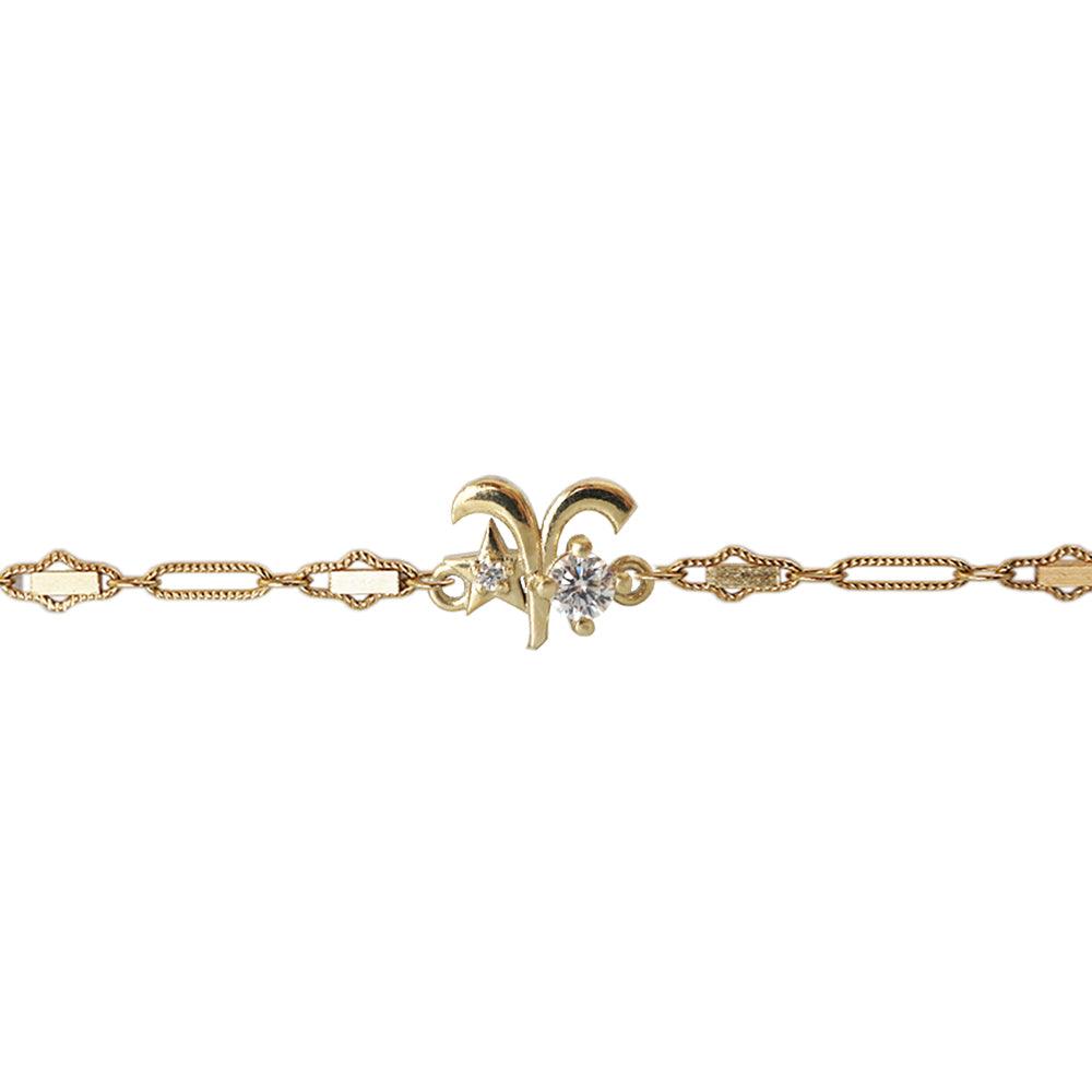 14K Aries Horoscope Birthstone Bracelet (Diamond + Aquamarine) - Tippy Taste Jewelry