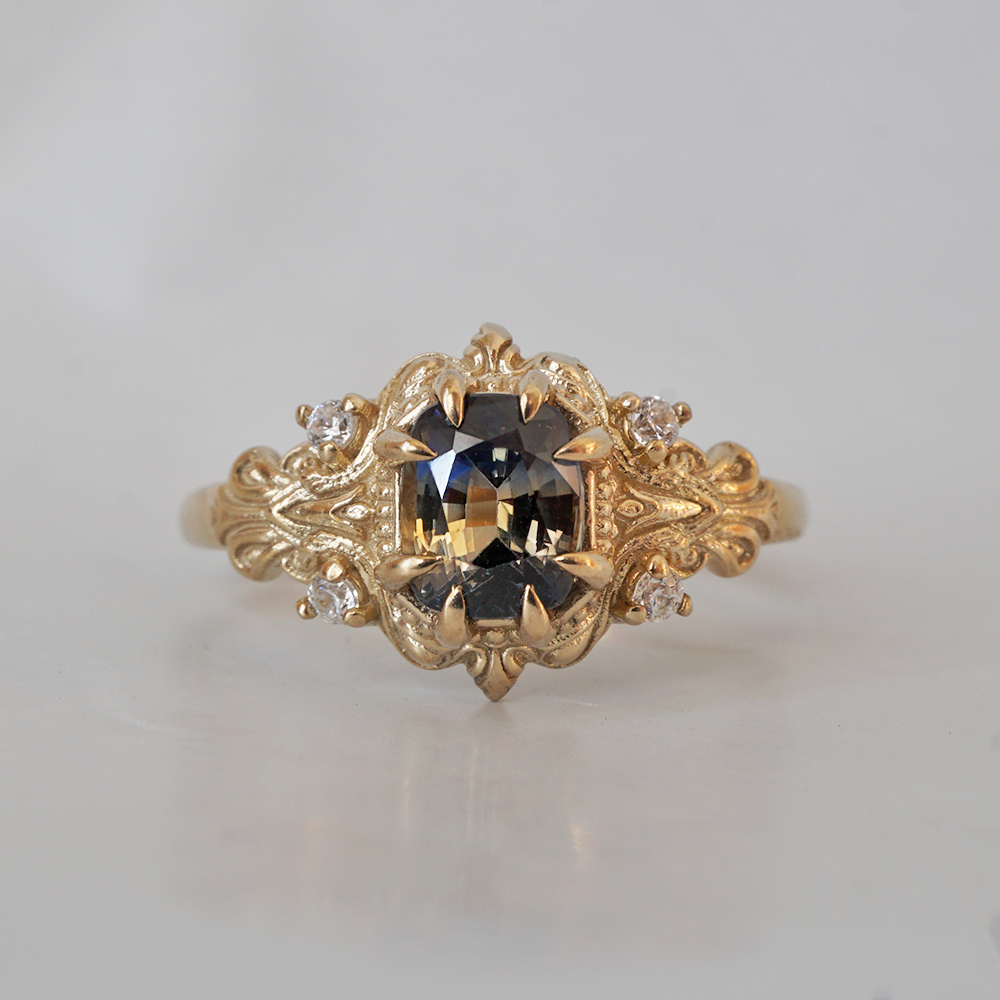 One Of A Kind: Bi-Color Sapphire Dreamscape Diamond Ring in 14K and 18K Gold