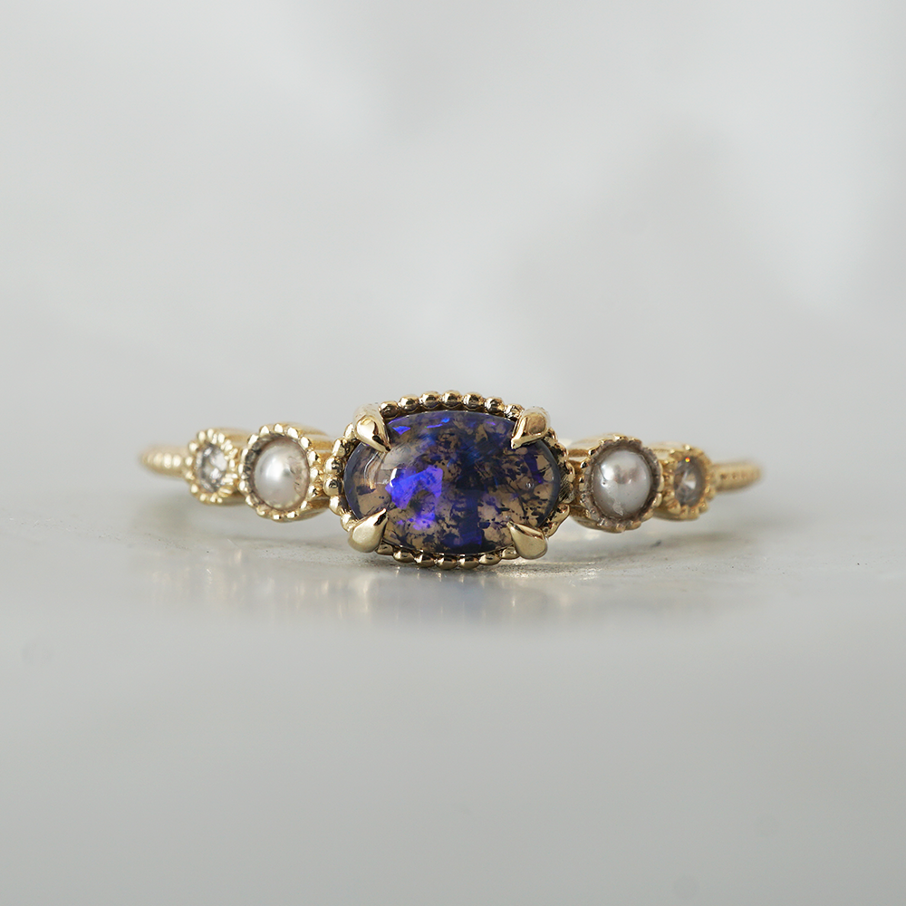 Limited Edition: Black Opal and Pearl Dusklit Ring in 14K and 18K Gold