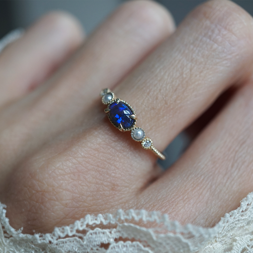 Limited Edition: Black Opal and Pearl Dusklit Ring in 14K and 18K Gold