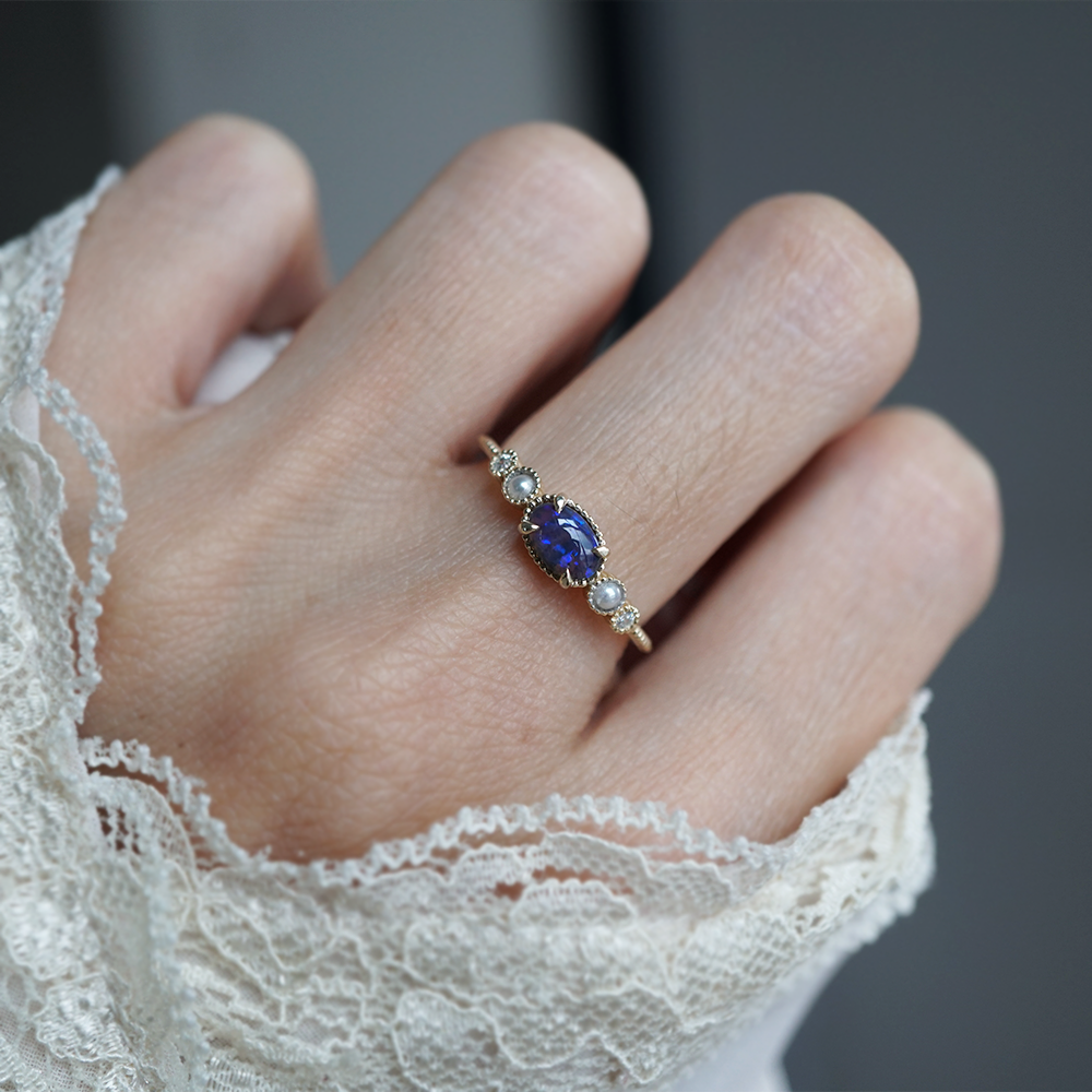 Limited Edition: Black Opal and Pearl Dusklit Ring in 14K and 18K Gold