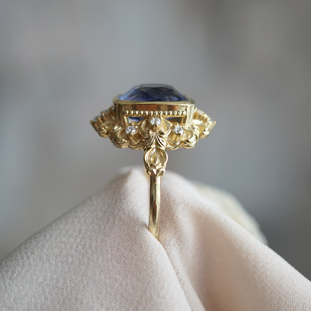 One Of A Kind: Bleu Majesté Blue Unheated Sapphire Ring in 14K and 18K Gold, 4.95ct