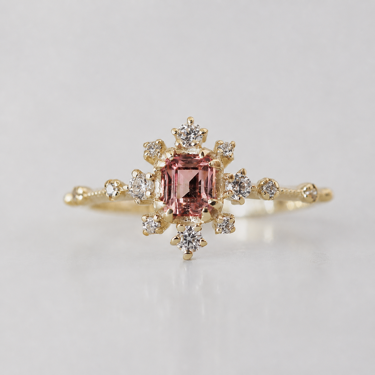 One Of A Kind: Tourmaline Blush Stardust Ring in 14K and 18K Gold