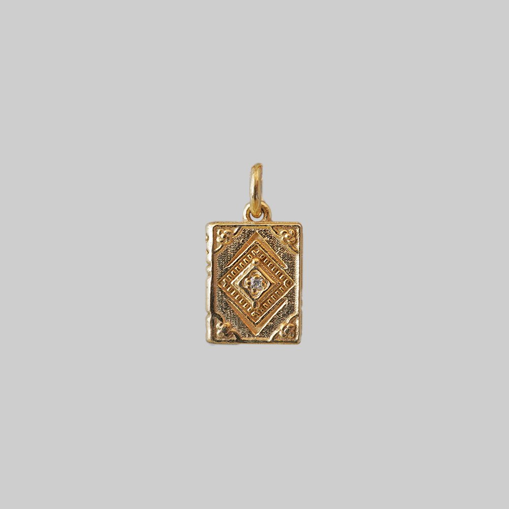 Next Chapter, solid gold book charm