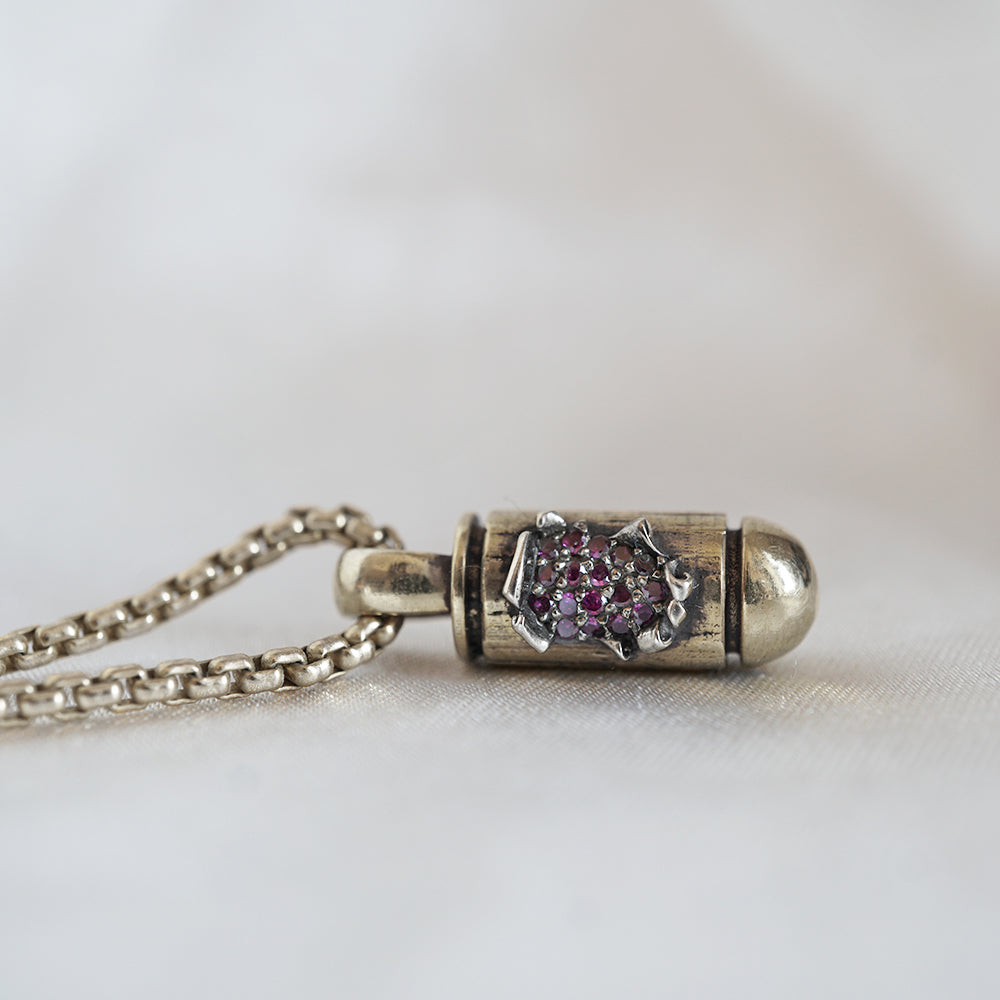 Rubies Bullet Necklace in Sterling Silver