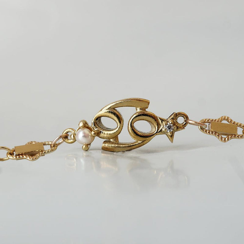 14K Cancer Horoscope Birthstone Bracelet (Pearl + Ruby) - Tippy Taste Jewelry