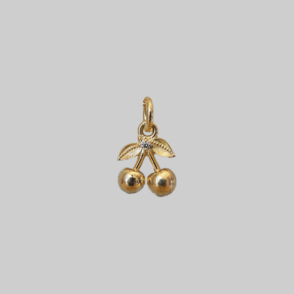 Cherry on Top, solid gold cherry charm