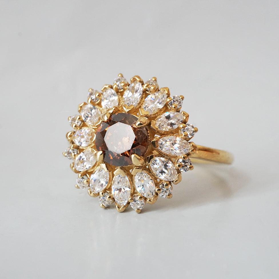 Limited Edition: Dandelion Champagne Diamond Ring in 14K and 18K Gold - Tippy Taste Jewelry