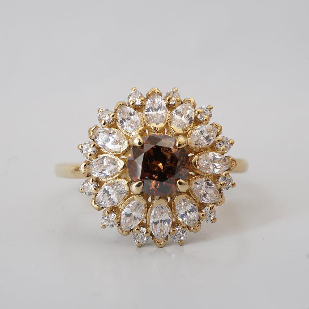 Limited Edition: Dandelion Champagne Diamond Ring in 14K and 18K Gold - Tippy Taste Jewelry