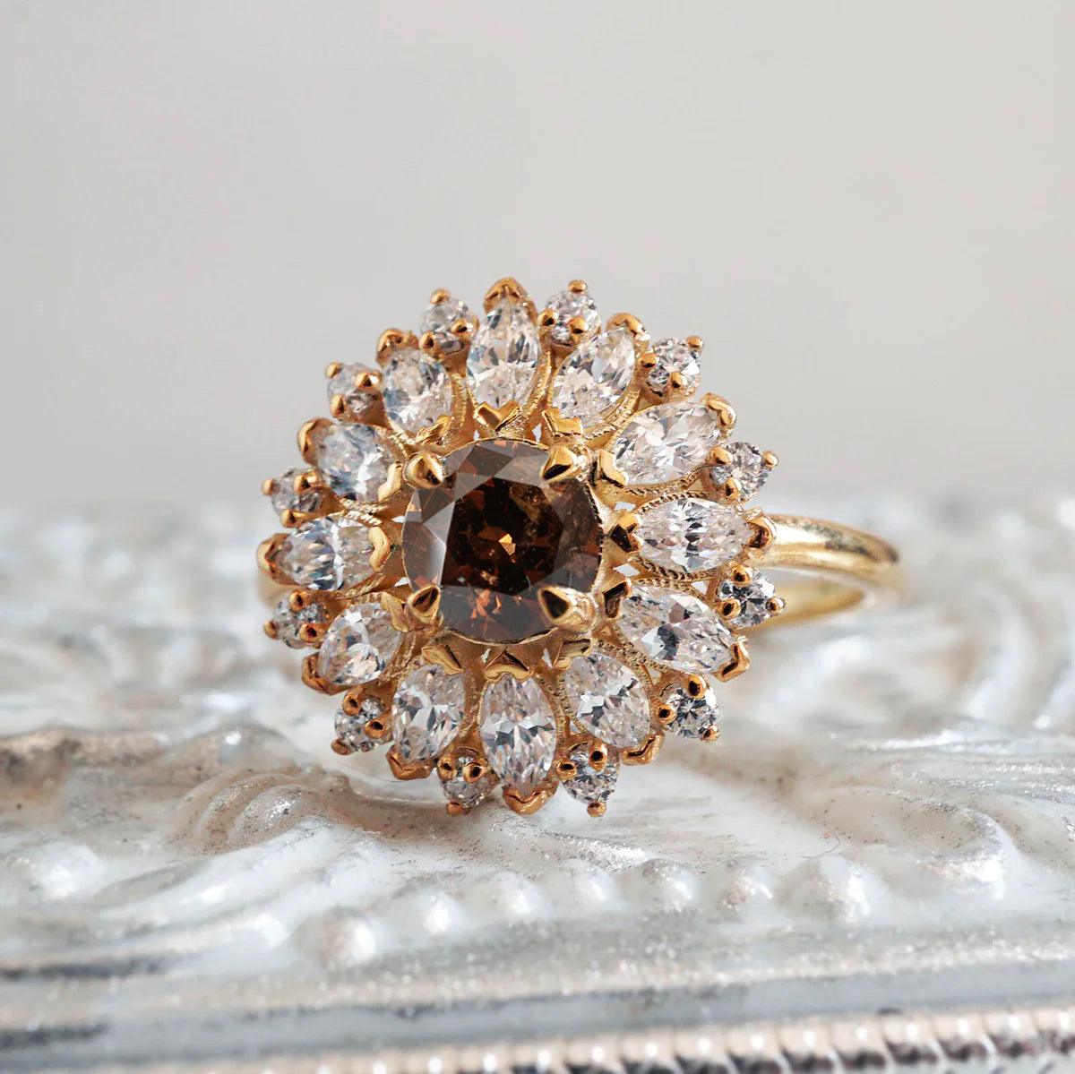 Limited Edition: Dandelion Champagne Diamond Ring in 14K and 18K Gold