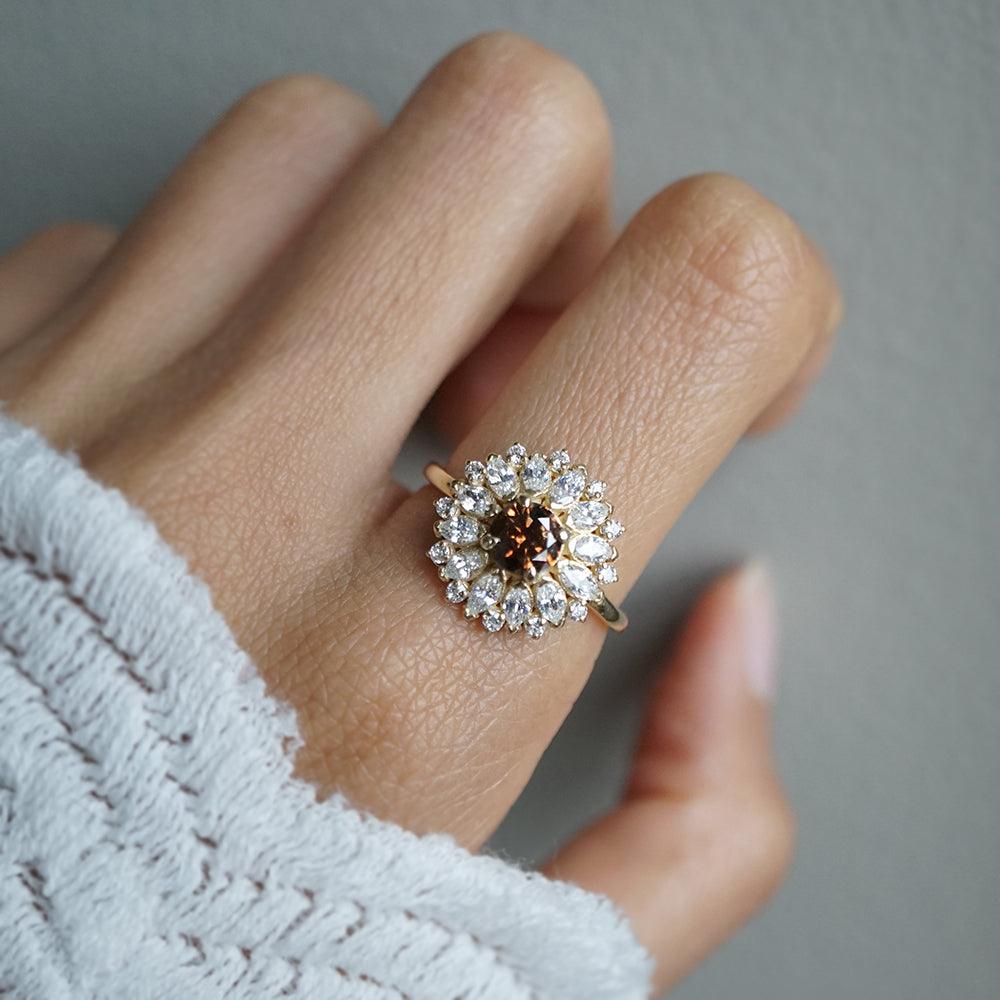 Limited Edition: Dandelion Champagne Diamond Ring in 14K and 18K Gold
