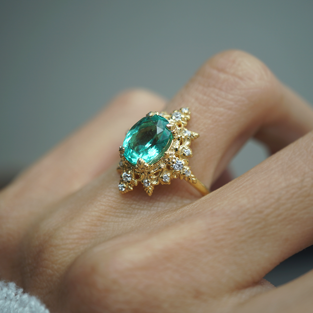 One Of A Kind: Crown Of The Light Colombian Emerald Ring in 14K and 18K Gold
