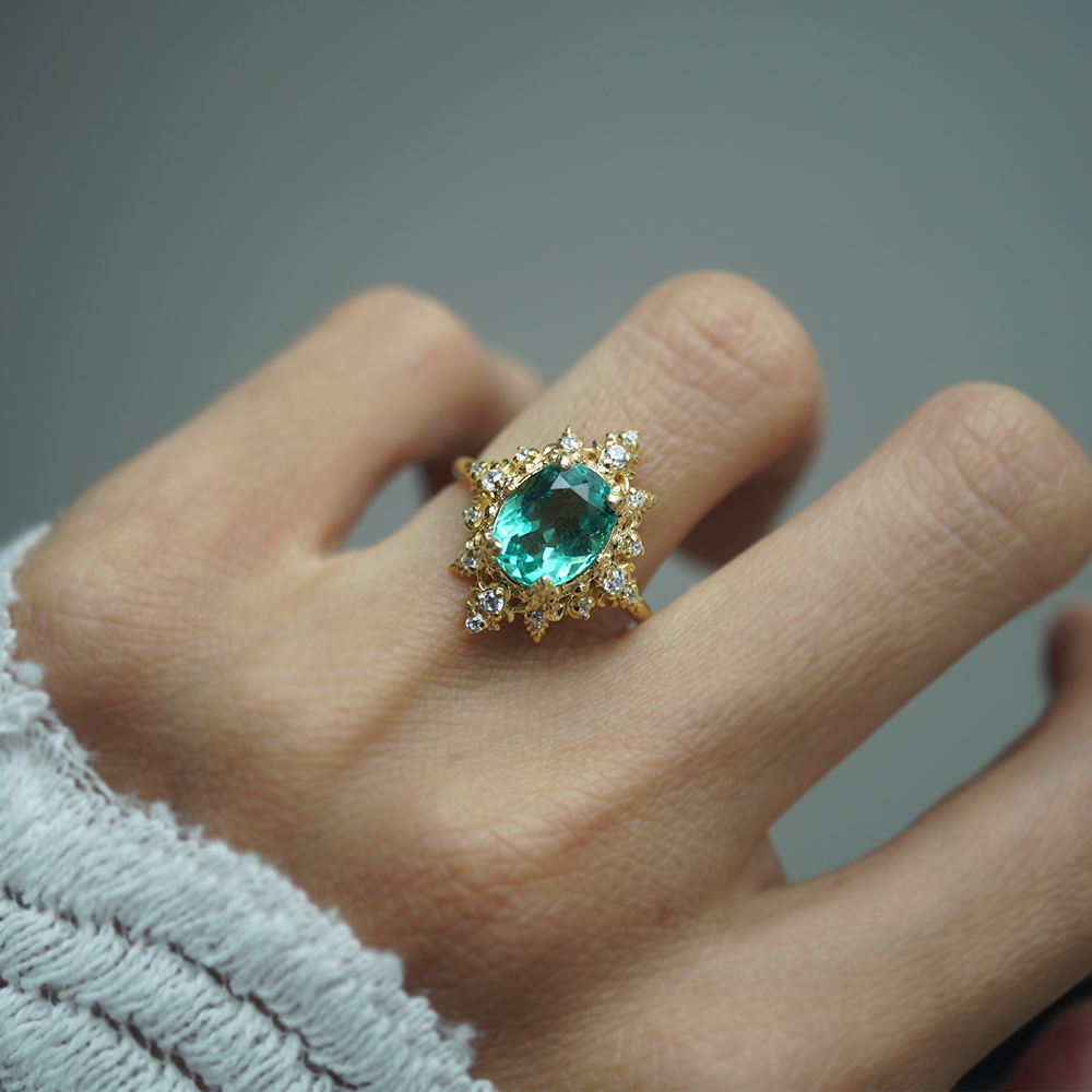 One Of A Kind: Crown Of The Light Colombian Emerald Ring in 14K and 18K Gold