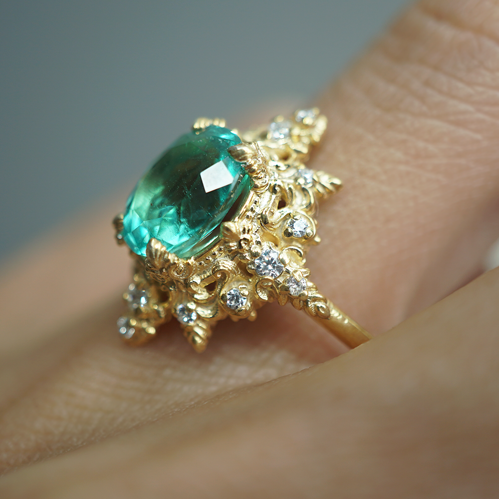 One Of A Kind: Crown Of The Light Colombian Emerald Ring in 14K and 18K Gold