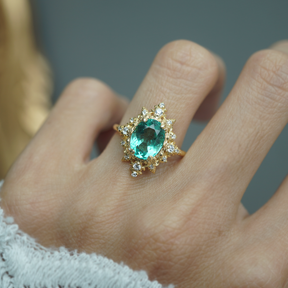 One Of A Kind: Crown Of The Light Colombian Emerald Ring in 14K and 18K Gold