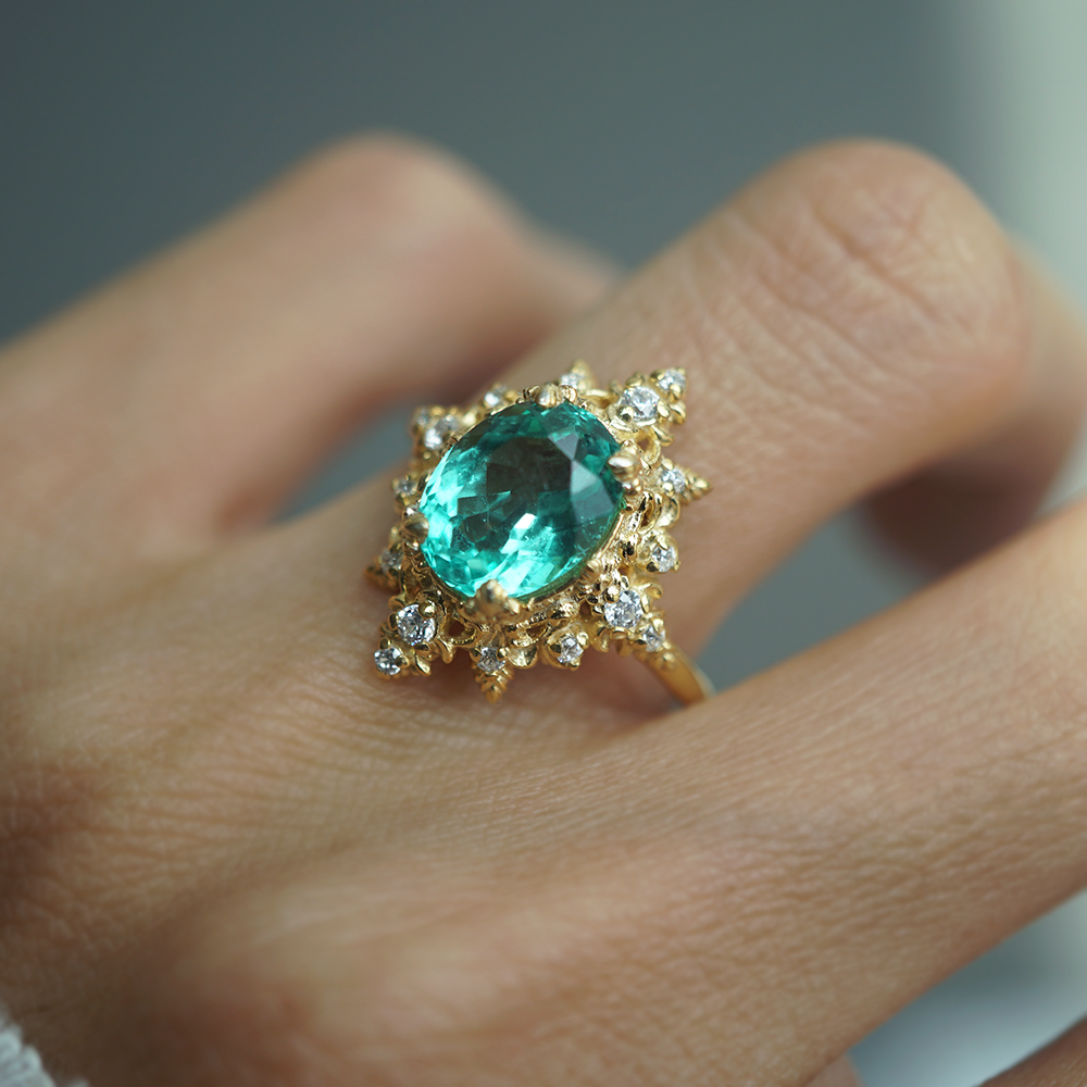 One Of A Kind: Crown Of The Light Colombian Emerald Ring in 14K and 18K Gold