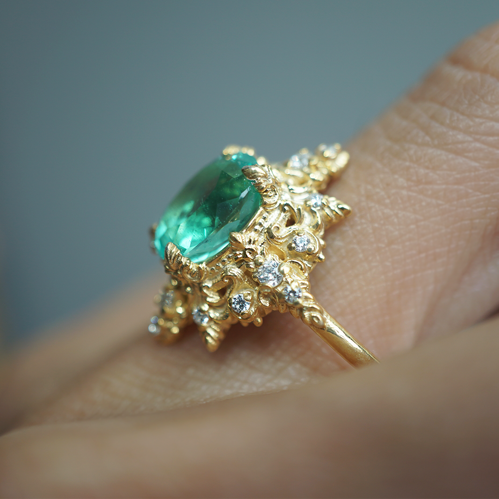 One Of A Kind: Crown Of The Light Colombian Emerald Ring in 14K and 18K Gold
