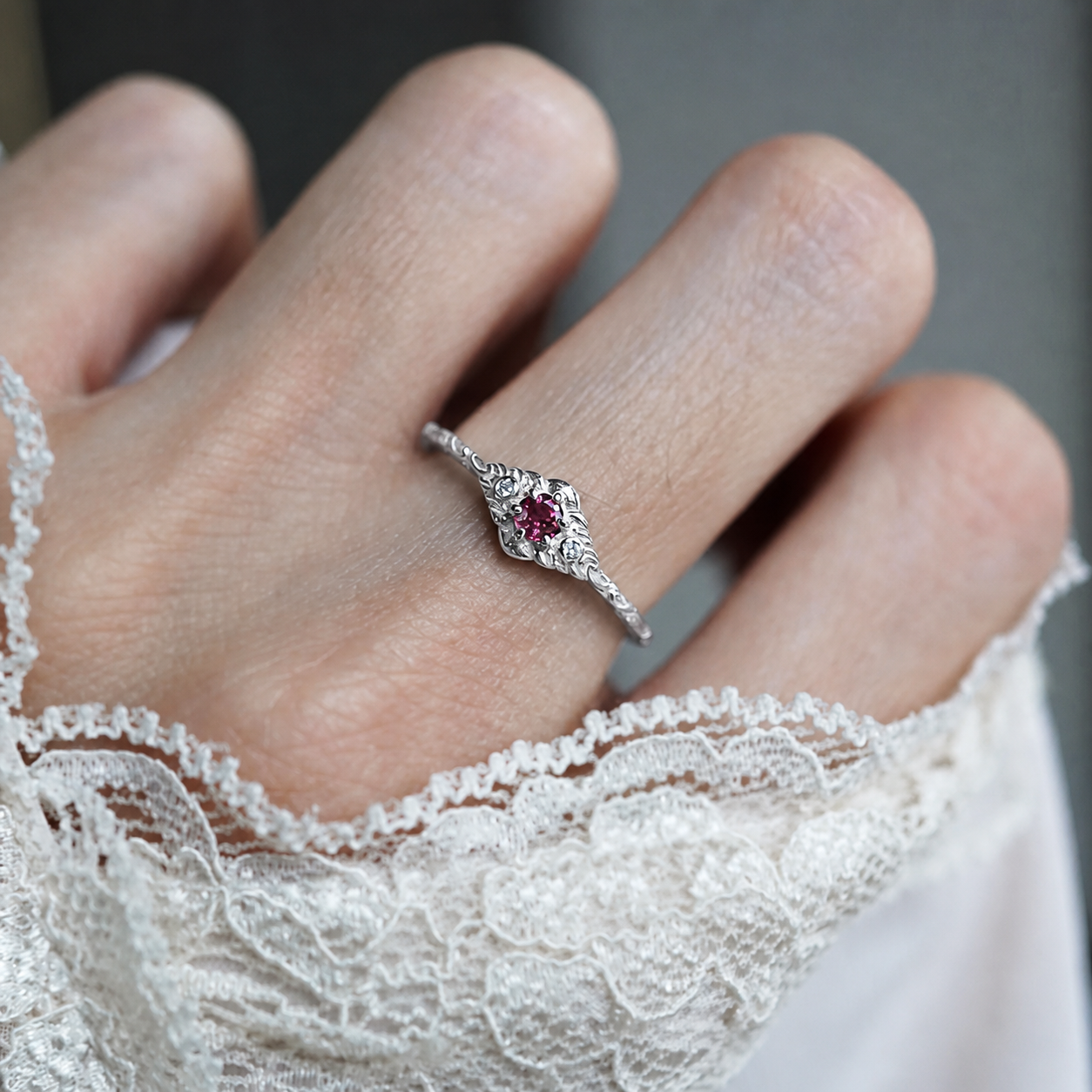 Crimson Ruby Ring in Sterling Silver
