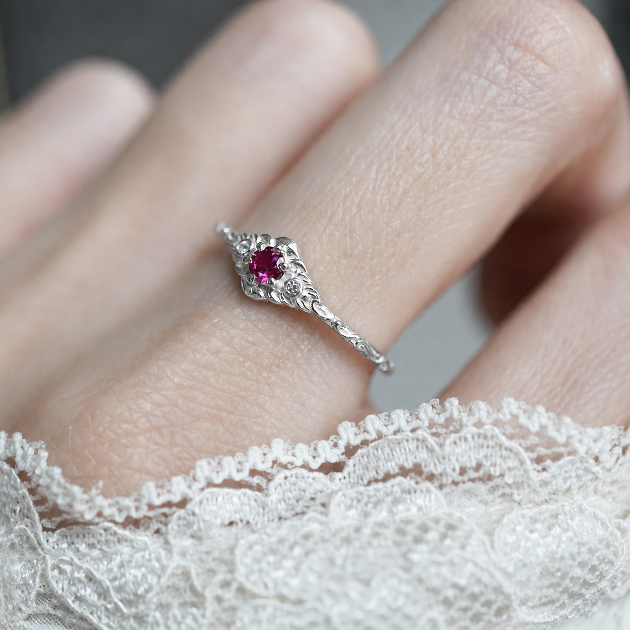 Crimson Ruby Ring in Sterling Silver