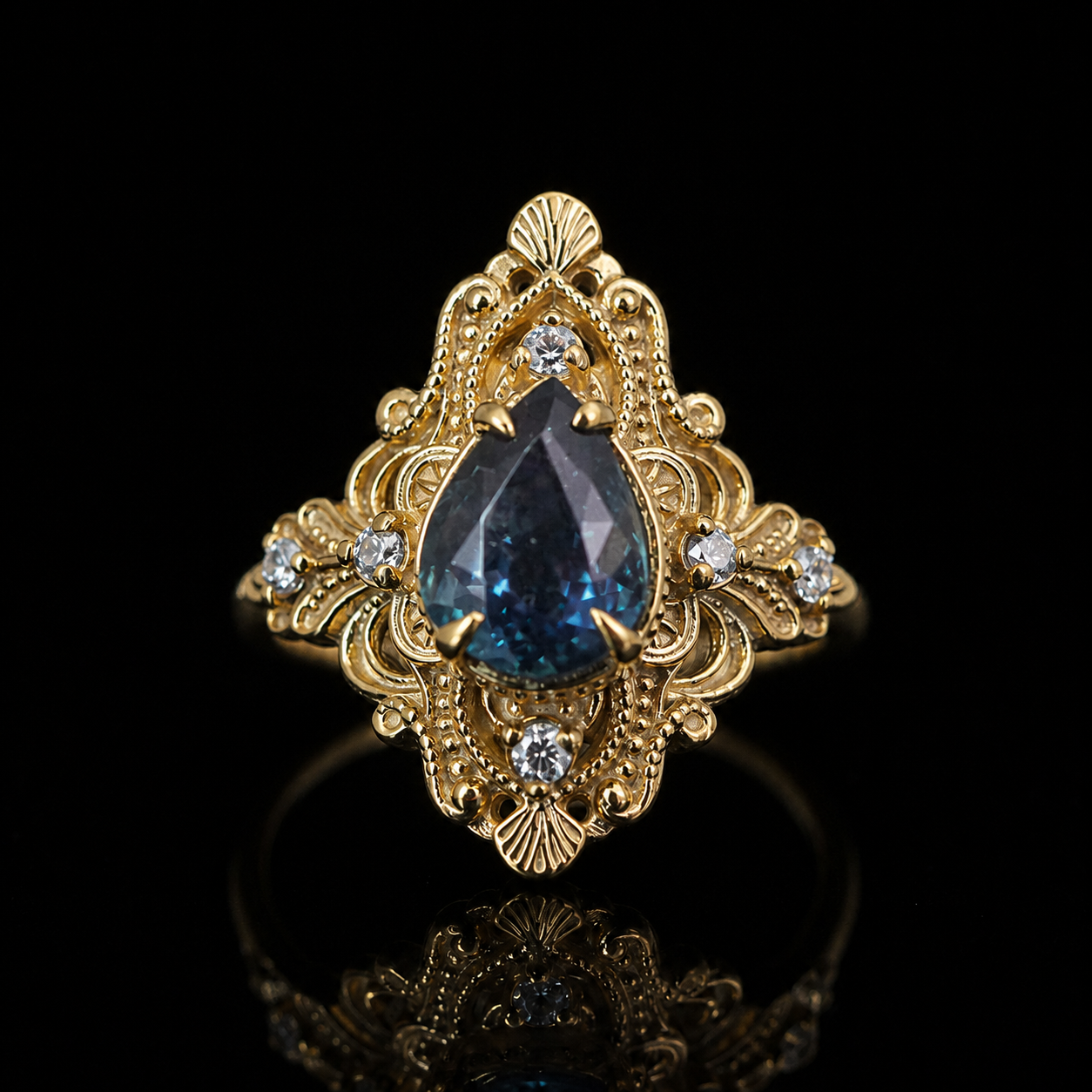 One Of A Kind: Alexandrite Crown of Two Lights Ring in 14K & 18K Gold, 1.19ct