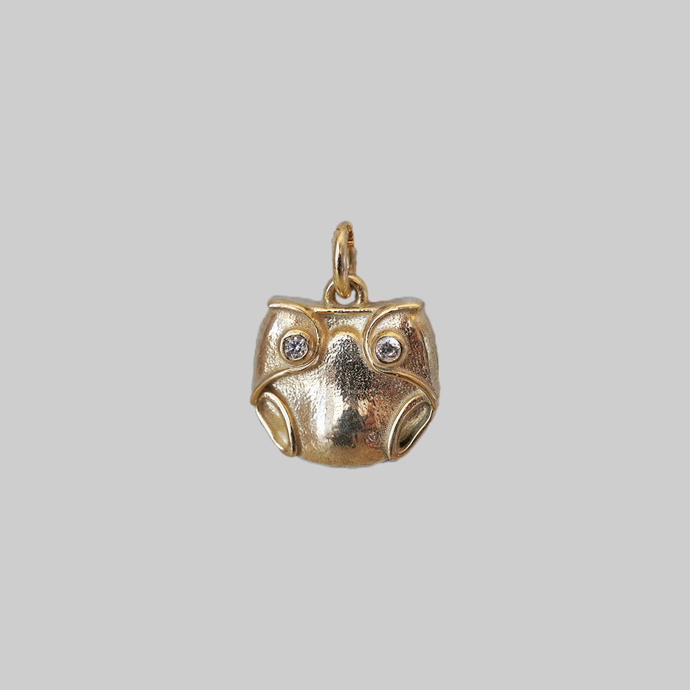 Little One solid gold baby diaper charm with natural diamonds, alternate view